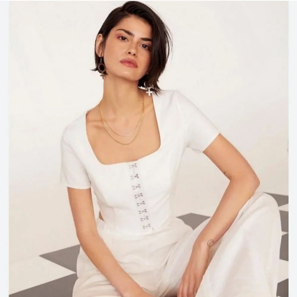Nasty Gal x Emily Ratajkowski Come Hither Coquette Hook And Eye Crop Top Size 10